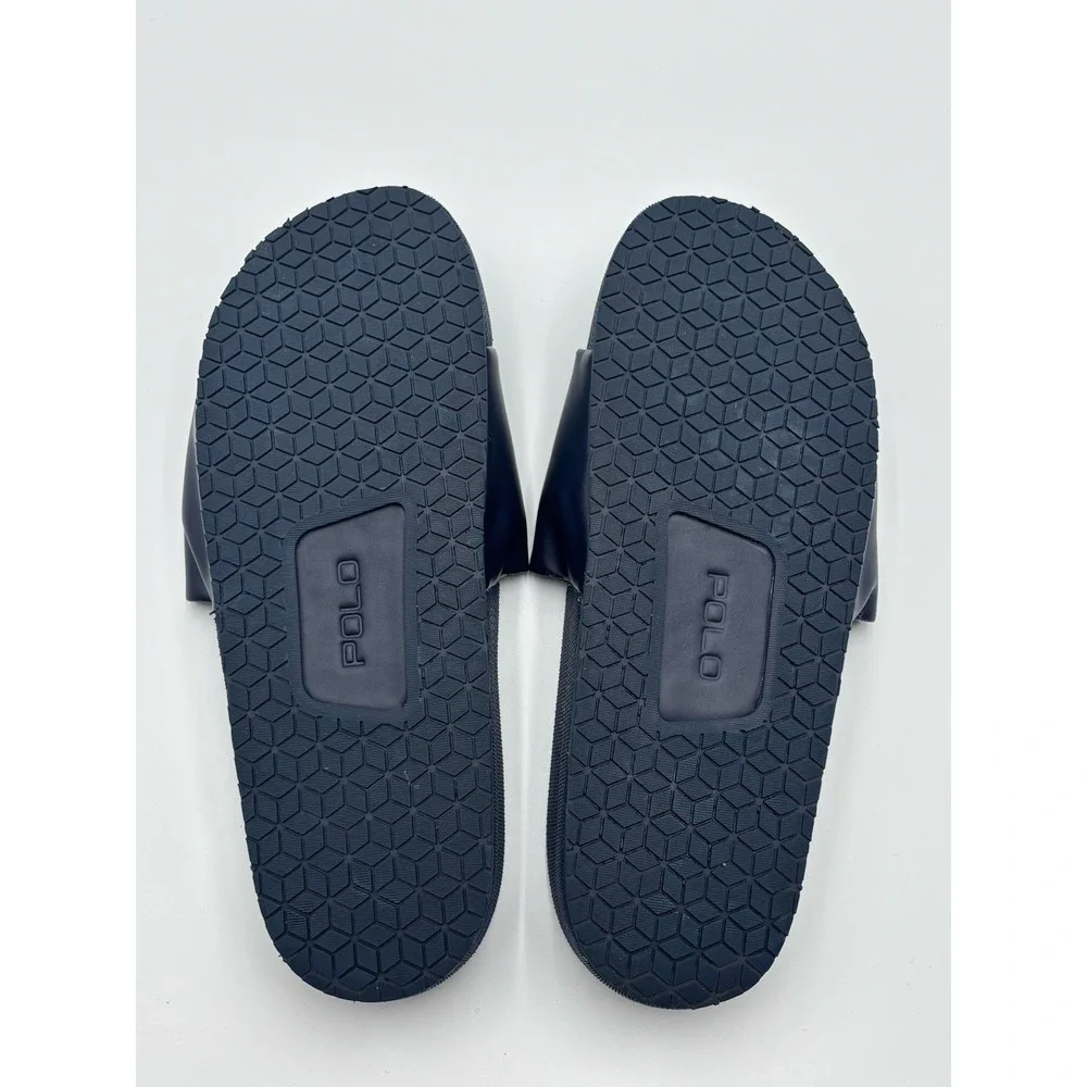 Polo Ralph Lauren Cayson Slide Sandals Navy Rubber Pool Slides Men's 10